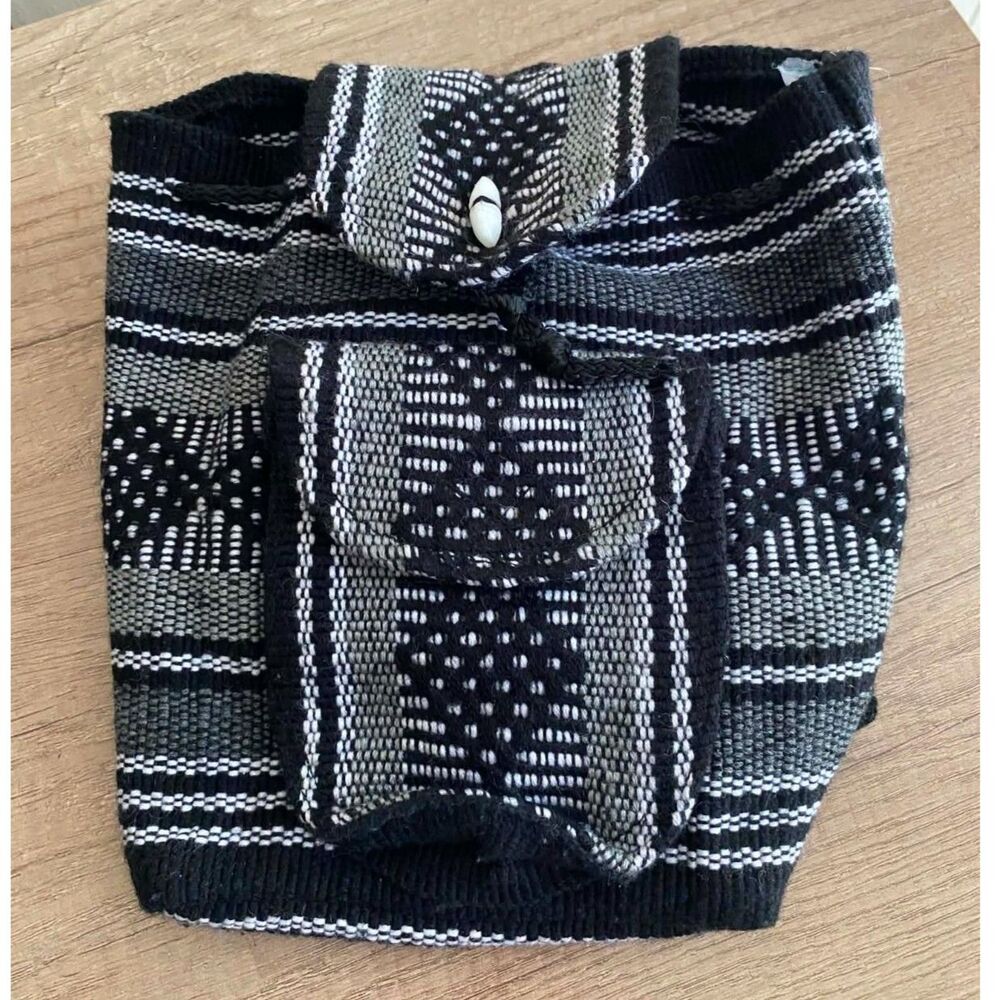 Handmade Mexican Artesanias Mickey Black & White Woven Tote Bag